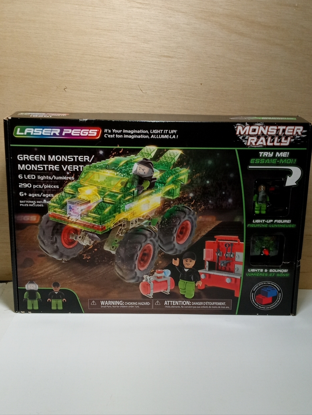 Laser Pegs Monster Rally Green Monster 290 Pieces Lights & Sounds STEM Set 18201